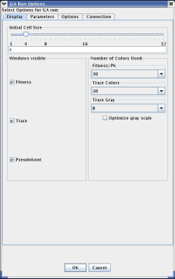 GA Run Options - Display Panel