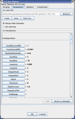 GA Run Options - Parameters Panel